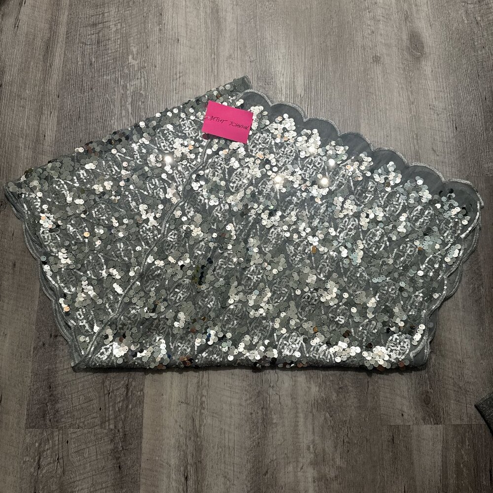 NWT Betsey johnson gray sequin shawl wrap scarf